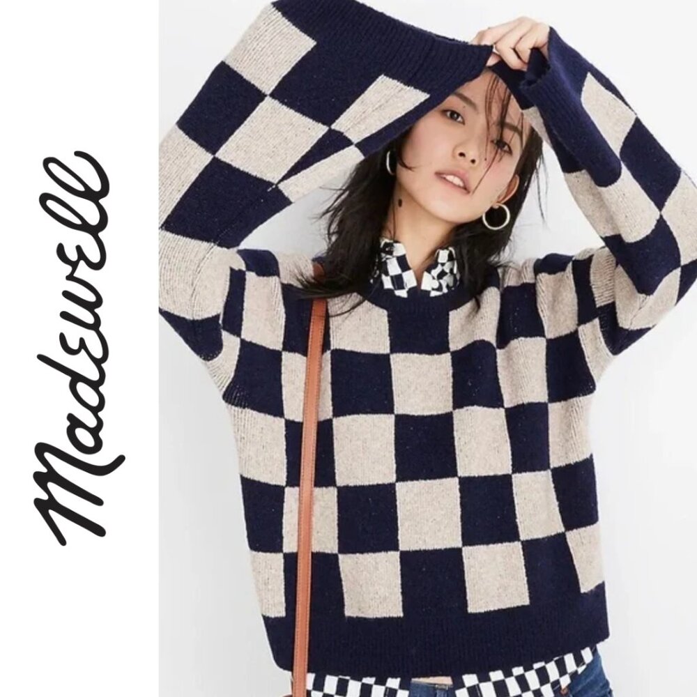Madewell | Cardiff Checkerboard Crewneck Sweater | XS